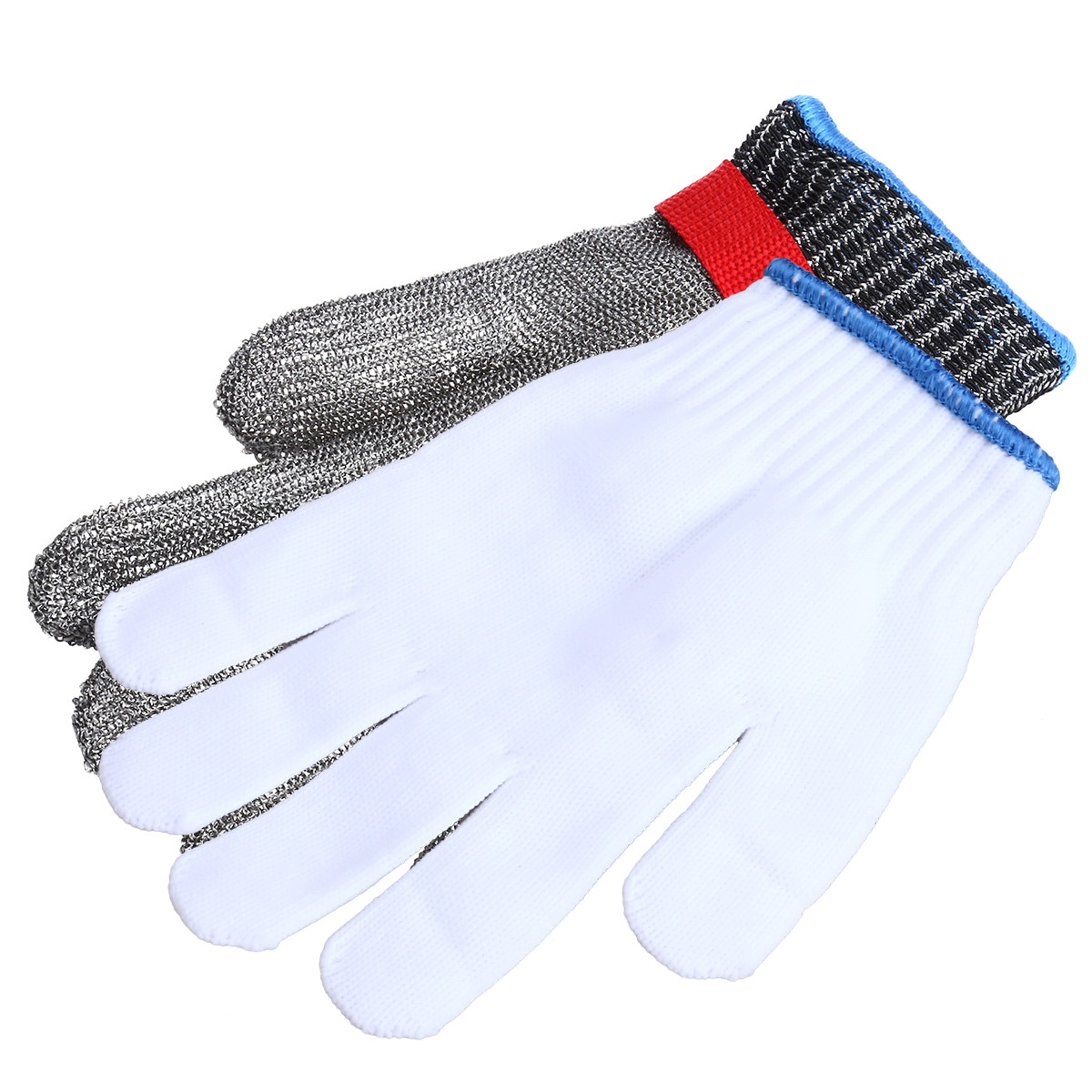 Cut Resistant Glove - 1個入り、金属ボタン付き、耐切断・耐突き刺し性能に優れた作業用手袋、ステンレス鋼線を使用した安全メッシュ、肉屋用レベル5。