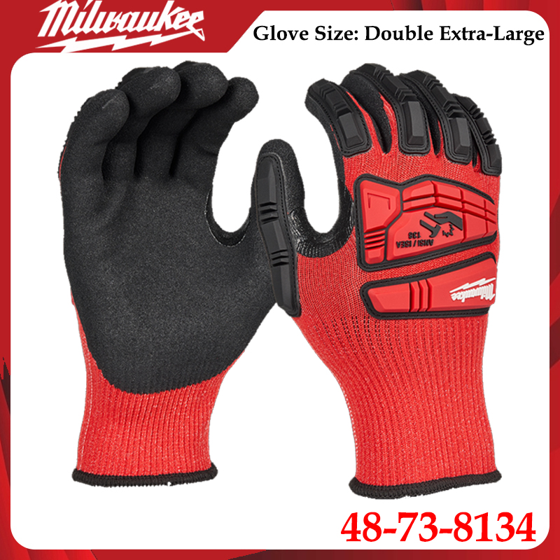 Work Glove Impact - ミルウォーキー 48-73-8134 XXL インパクト作業用手袋 ニトリルコーティング ナックル保護付き