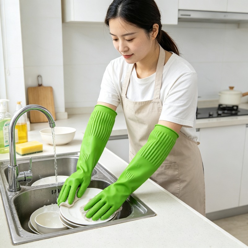 1組の、食器洗い用シリコン手袋。ゴム製で、家庭用キッチンの清 - Rubber Glove Cleaning のレビューと価格