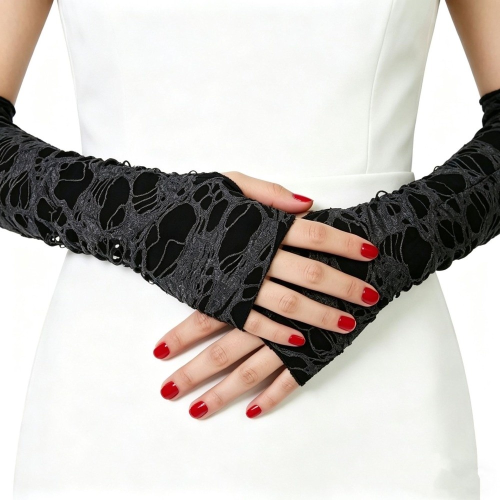 ロングパンクグローブ ダメージ加工スタイル デザートウィンド - Fingerless Glove Knit のレビューと価格