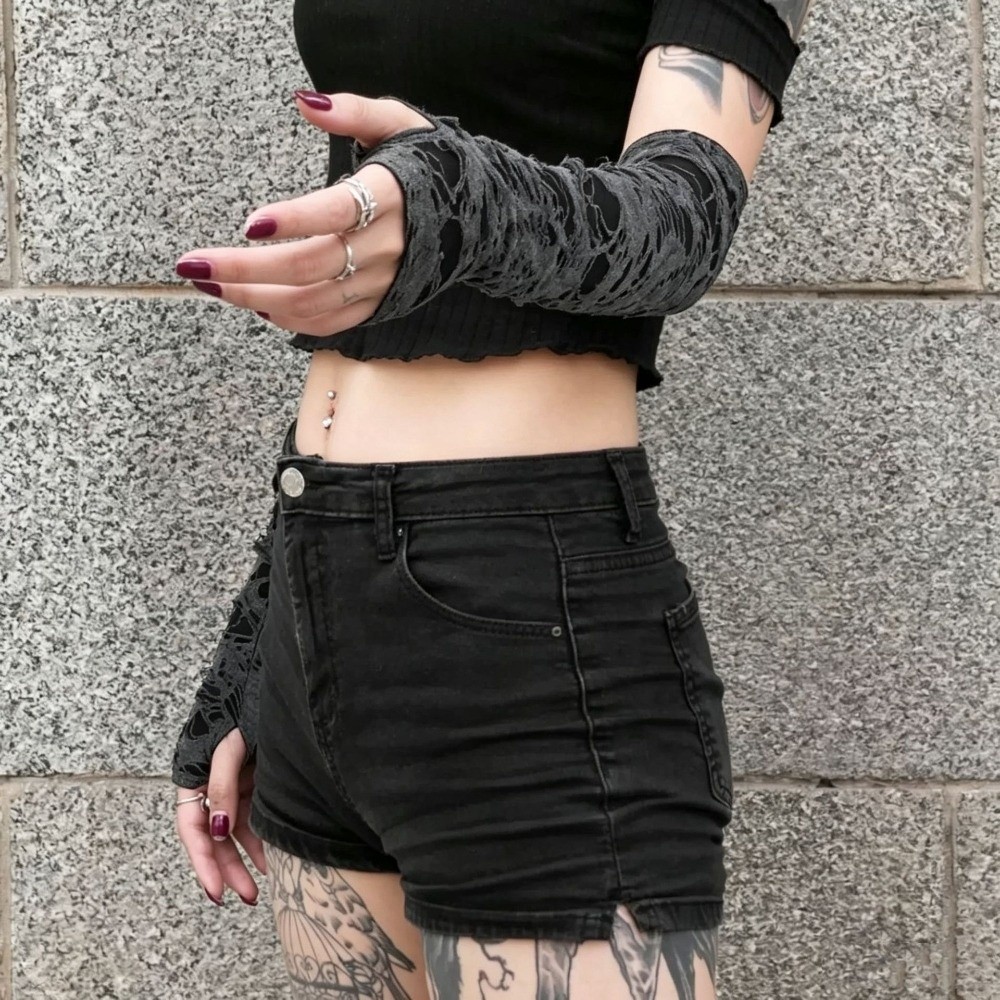 ロングパンクグローブ ダメージ加工スタイル デザートウィンド - Fingerless Glove Knit のレビューと価格