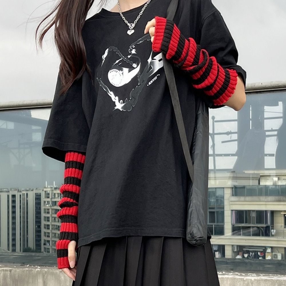 ストリートウェア Y2K ストライプ ニット アームスリーブ - Fingerless Glove Knit のレビューと価格