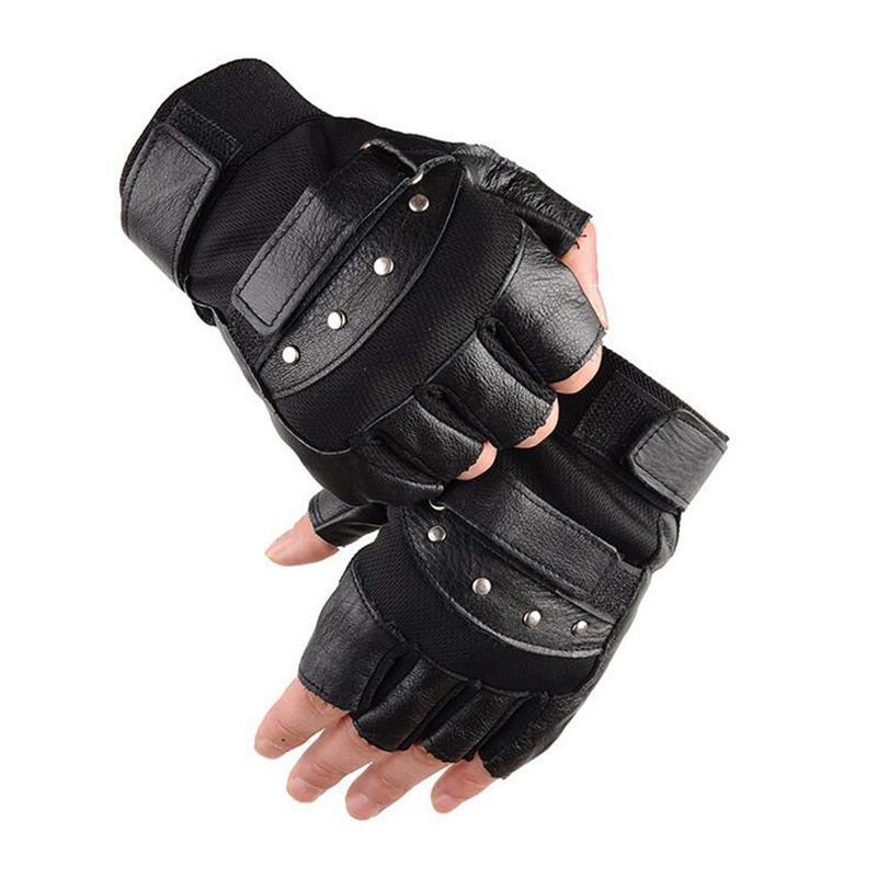 ハーフフィンガーレザーフィットネスグローブ,ブラックリベット - Workout Glove Gym のレビューと価格